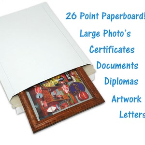 Confezione da 2 buste postali bianche piatte 12,75x15", buste rigide di qualità per foto, buste autoadesive con linguetta a strappo in carta kraft per certificati e documenti.