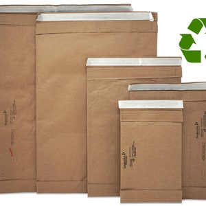 Sobres acolchados de papel kraft marrón resistente y ecológicos. Sobres de envío reciclables con acolchado CURBSIDE, sin plástico