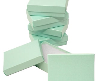 3x2x1 Inch Sea Green Aqua Shimmer Cotton Filled Presentation Jewelry Boxes Paper Gift Display Craft  Ring, Bracelets, Storage Pink Design