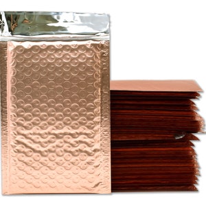 ShipNFun 4x8 Holographic Sunset Peach Bubble Mailers – Metallic Padded Shipping Envelopes