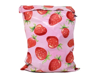 10x13 Red Ripe Strawberries Water color Poly Mailers, Flat Self Seal Shipping Mailing Business USPS, UPS, FEDEX Approved Mail Postal bags