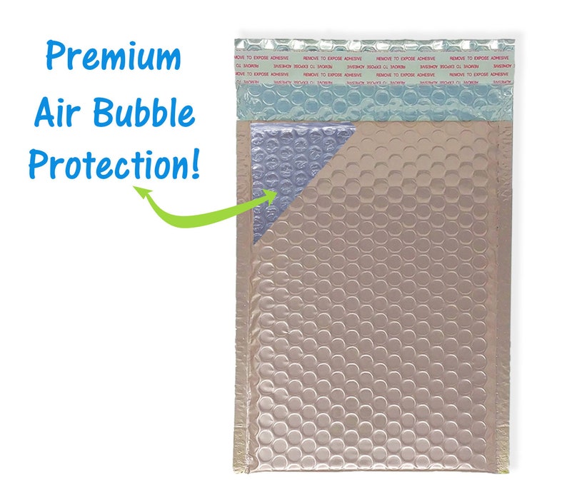 8.5x11 Usable Space Quality Padded Waterproof Shipping Envelopes 100 Pack 8.5x12 Nude Pink Metallic Bubble Mailers