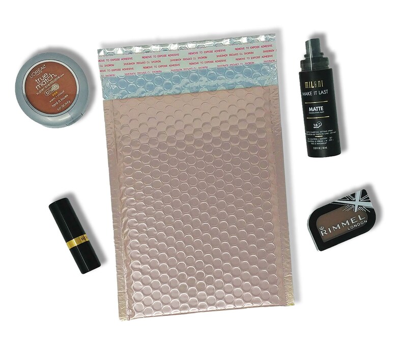 8.5x11 Usable Space Quality Padded Waterproof Shipping Envelopes 100 Pack 8.5x12 Nude Pink Metallic Bubble Mailers