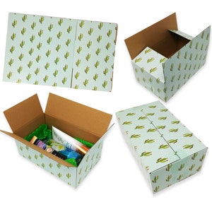 12 Pack 10x6x4 "Mint Cactus Designer Boxes, Reciclables, Reutilizables Shipping Favor Boxes para regalos, Lindo party Cardboard Paper 32 libras Cajas de prueba