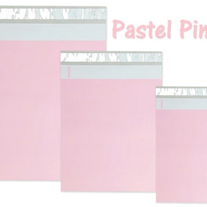 6x9, 9x12, 12x15, 14.5 x19 Pastel Pink Flat Poly Self Sealing shipping Mailers, Pink Design Mail bags, USPS, Fedex, UPS Approved Light pink