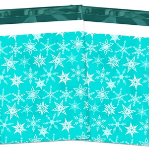 10x13 Bellissimo fiocco di neve verde acqua, inverno, autunno, tema buste postali in polietilene, buste postali piatte autosigillanti per spedizioni Business Wonderland Happy Mail