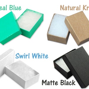 Paquete de 10, 30, 50, 100 cajas de presentación de papel kraft rellenas de algodón de 2,5" x 1,5" x 1", cajas de regalo y exhibición de papel para almacenamiento de anillos y aretes