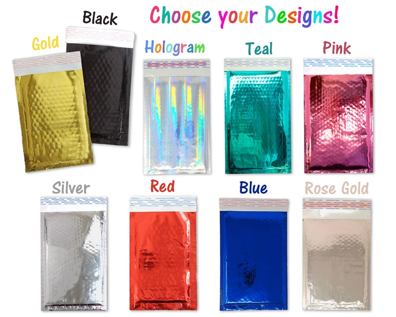 100 Pack Mirrored Metallic Bubble Mailers 5x9 Smooth Shiny Padded Self Sealing Shipping Rigid Envelopes Jewelry Box Mailers Bags Size 00 - 