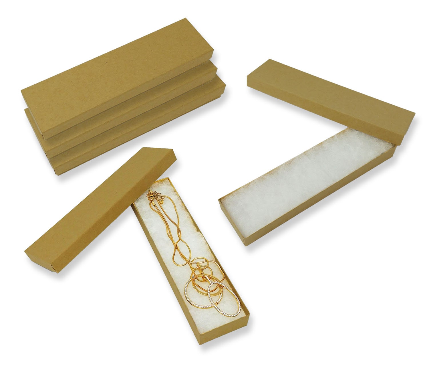 100 Pack Brown Kraft 8x2x1 Cotton Filled Jewelry Boxes Etsy