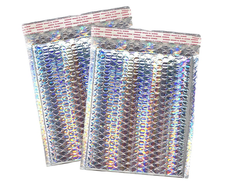 30 pack 7x11 Holographic Metallic Bubble Mailers Size #1 Padded Self Sealing Envelopes 7.25x11 Usable Protective Top Quality Shipping