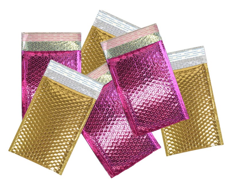 100 Pack 4x8 Honey Gold Pink Metallic Bubble Mailers Etsy