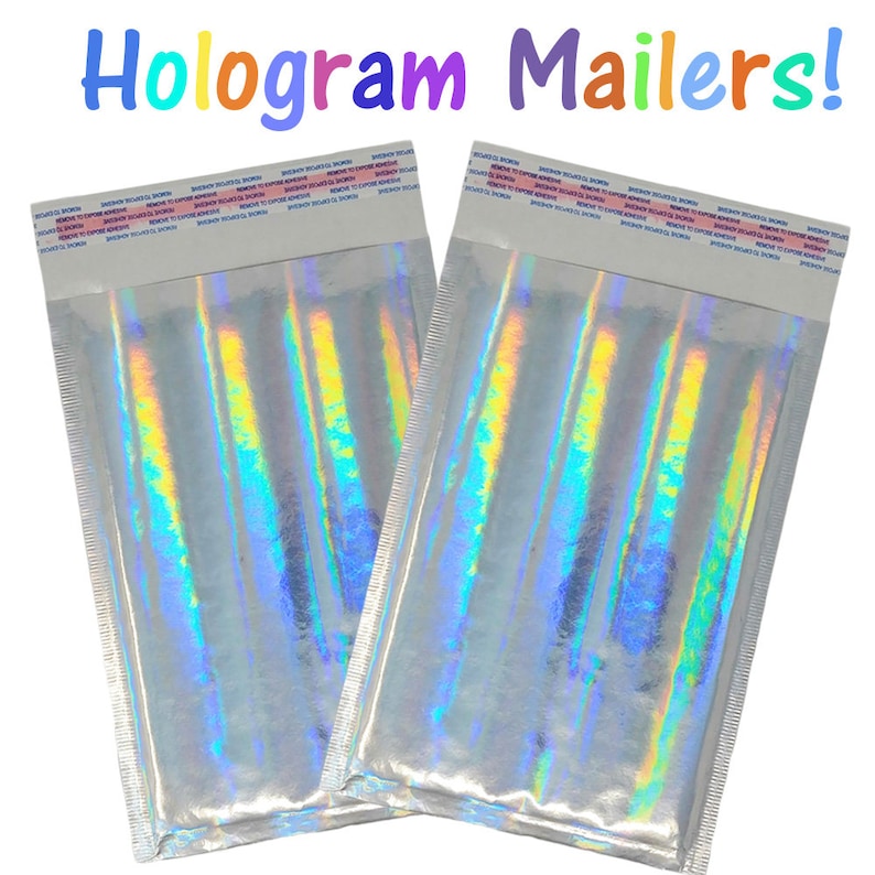 Teal Hologram or Black Padded Colorful Mirrored Self Sealing Rigid Envelope Mailers Gold 60 Pack 4x8 Metallic Bubble Mailers Combo Pink