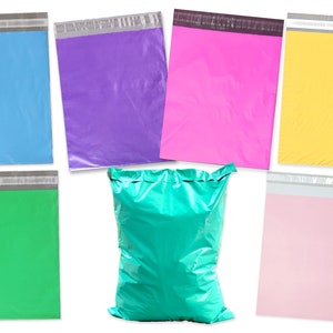 14.5x19 Poly Mailers, Hot Pink, Teal, Green, Blue, Yellow, Purple, Pastel Pink, Flat Poly Mailing Shipping Bags, Combo Colored Shipping Bags