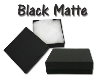 U.S.A Made 50 Matte Black 3.5x3.5x1 Cotton Filled Jewelry Boxes, Gift Presentation Boxes, Gift Box, Recycled Paper Kraft Eco Packaging