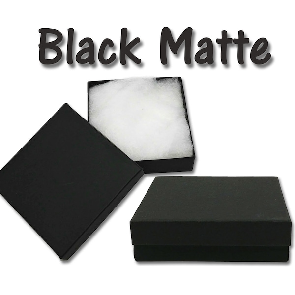 U.S.A Made 50 Matte Black 3.5x3.5x1 Cotton Filled Jewelry Boxes, Gift Presentation Boxes, Gift Box, Recycled Paper Kraft Eco Packaging