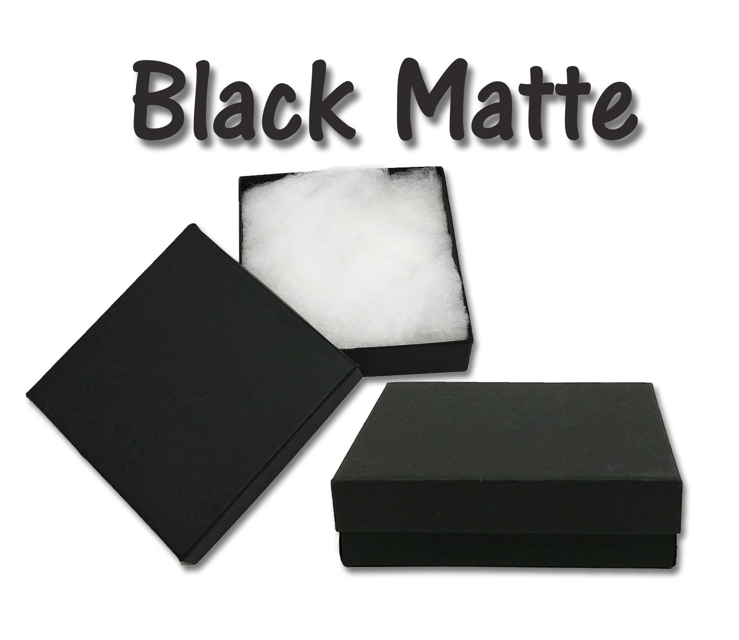 US Seller~ 50 pcs 2 1/8"x1 5/8"x3/4" Matte Black Cotton Filled Jewelry Boxes 