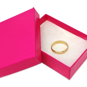 Eua-rosa quente 3x2x1 Polegada algodão cheio de apresentação caixas de jóias papel presente exibição varejo artesanato anel, pulseiras, armazenamento design rosa