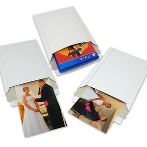 25 Pack 7x9" Stay Flat Mailers, Quality White Rigid Mailers, Photo Shipping Flats, New Self Seal Tear Tab Kraft Cardboard DVD, CD Mailers