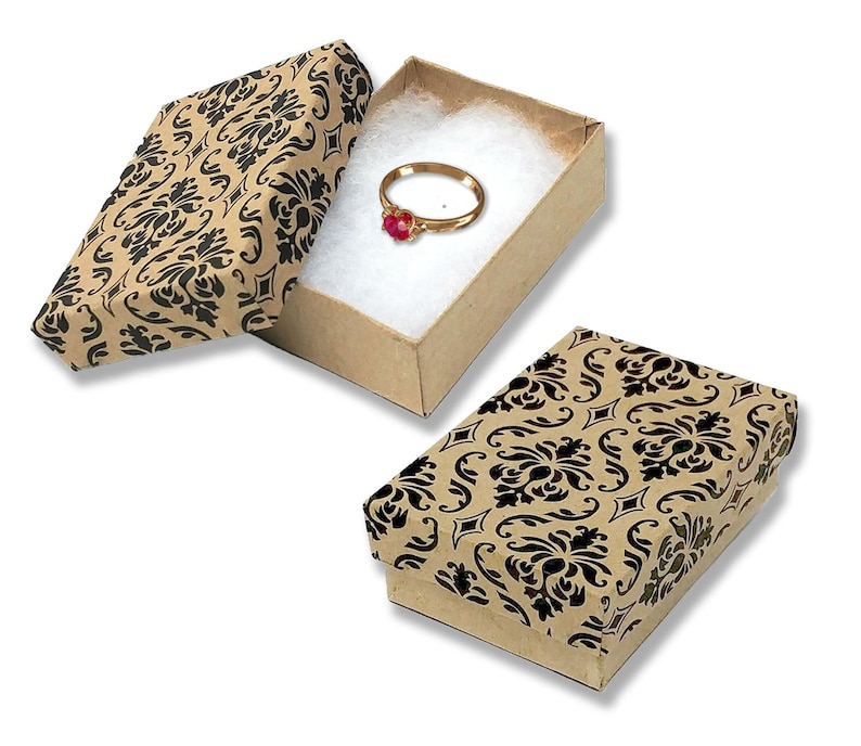 Kraft Paper Gift Display Retail Craft Ring Black White Earrings 3x2x1 Teal 3.25x2.25x1 Cotton Filled Presentation Jewelry Boxes