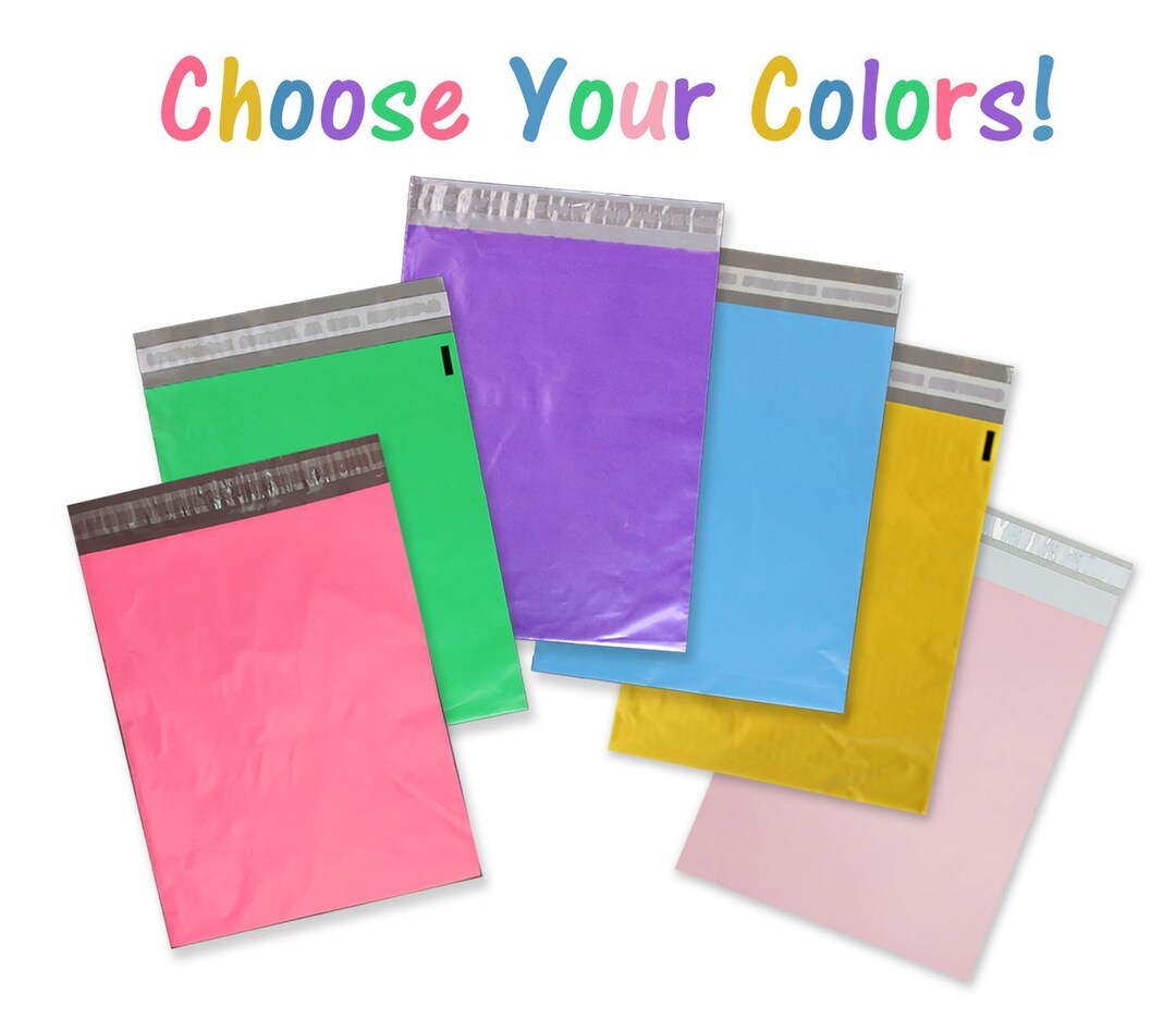 14.5x19 Inch Poly Mailers 15 Pack - Colorful Clothing Shipping Bags With Kissy Stickers 2.5 Mil Thick