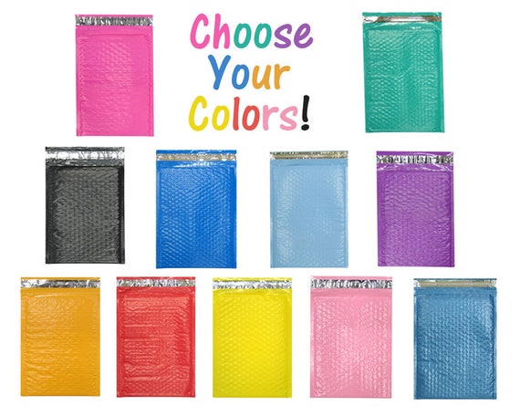Self Seal Adhesive Shipping Bags Protective Fun Padded envelopes Pink 20 Pack 8.5x12 Colored Poly Bubble Mailers Blue Purple Teal Green