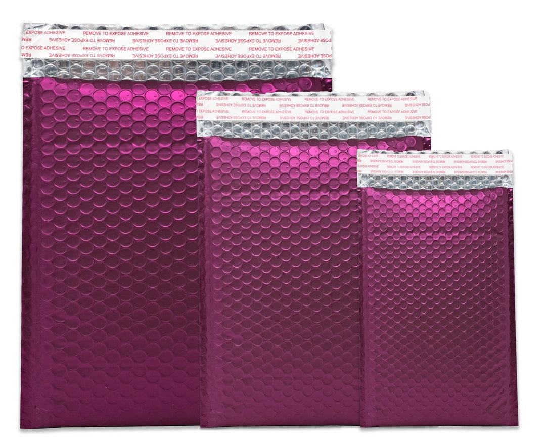 4x8, 6x10, 8x12 Burgundy Wine Red Metallic Bubble Mailers, 3 Sizes