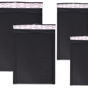 4x8, 5x9, 6x10, 8x12 Black Matte Kraft Bubble Mailers! Colorful Unique Quality Padded Envelope Shipping Mailers, Cushioned Peel n Seal NEW!