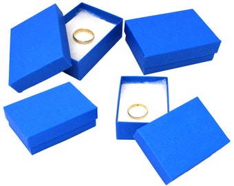 Royal Blue 3x2x1 Inch Cotton Filled Presentation Jewelry Boxes, Kraft Paper Gift Display Retail, Ring size, Cobalt Blue Bracelet Watch Boxes