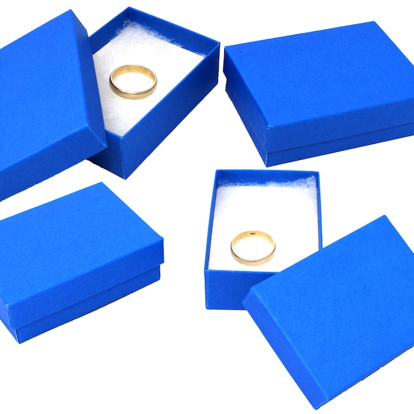 Royal Blue 3x2x1 Inch Cotton Filled Presentation Jewelry Boxes, Kraft Paper Gift Display Retail, Ring size, Cobalt Blue Bracelet Watch Boxes