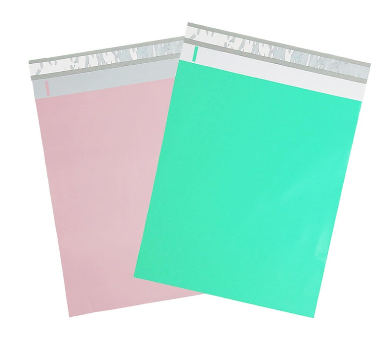 25 Pack 12x15.5 Poly Mailers Pastel Pink & Teal ShipNFun Etsy