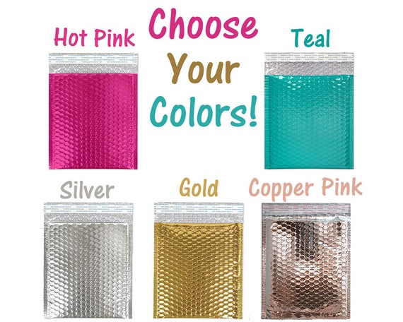 6x9 Metallic Hot Pink,Teal,Black Rigid 6x10 Bubble Mailers Holographic,Copper