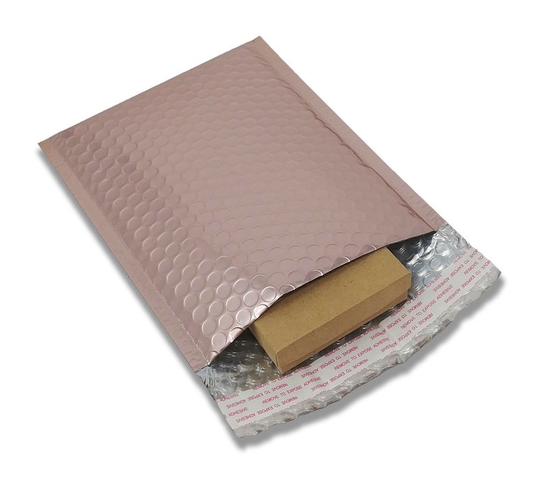 8.5x11 Usable Space Quality Padded Waterproof Shipping Envelopes 100 Pack 8.5x12 Nude Pink Metallic Bubble Mailers