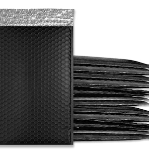 4x8" Beautiful Matte Black Metallic Bubble Mailers, Padded Mailing Shipping Durable Qualtiy Strong Small Envelopes, 4x7.25 Inch usable space