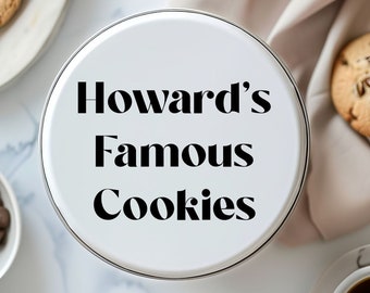 Personalized "Famous" Cookie or Cupcake Storage Tin for Gift Giving Baking Kitchen Box Baked Goods, Funny Gift, Gag Gift for Baker