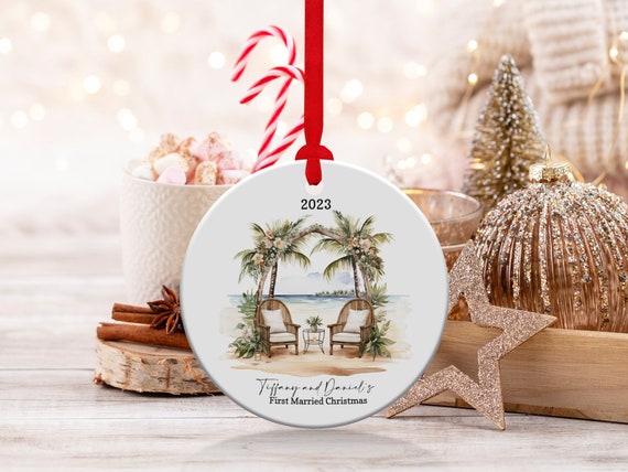 First Married Christmas Beach Theme Newlywed Holiday Beach