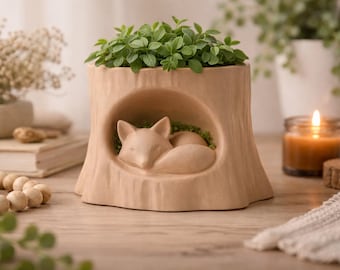 The Sleeping Fox Planter | 3D Printed | Biodegradable PLA | Indoor Plant Holder