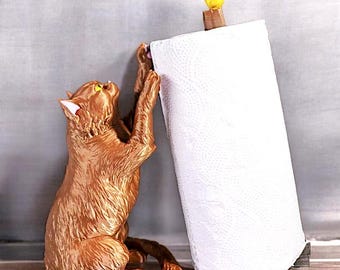 Cat and Bird Paper Towel Holder: 3D Printed Funny Kitchen Decor