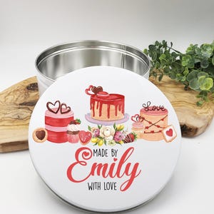 Personalized Watercolor Baking Tin: Custom Cookie, Cake & Cupcake Storage