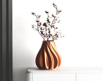 Bronze Silk Vase: 3D Printed Flower Holder, Modern Home Decor