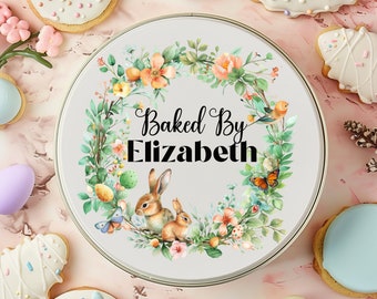 Personalized Easter Cookies Baked By Holiday Themed Storage Tin for Easter Cookie Tin Holiday Baking Kitchen Box Baked Goods
