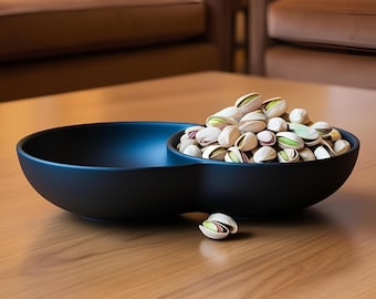 Double Snack Bowl, Pistachio Snacks Tray, 3D Printed, Eco-Friendly, Custom Colors, Bowl for Nut Shells