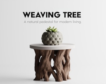 Árbol tejido / Mesa auxiliar orgánica con pedestal impresa en 3D / Mesa auxiliar escultural moderna personalizable