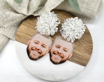 Custom Groom Face Earrings: Bachelorette Party Bridal Jewelry