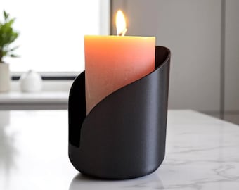3D Printed Modern Candleholder: LED Pillar Candle Holder, Minimalist Home Decor