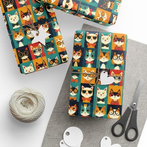 Carta da regalo con papillon e occhiali a forma di gatto - Carta da regalo divertente per animali, carta da regalo con simpatici animali, articoli per feste di compleanno a tema gattino, carta da regalo per amanti dei gatti