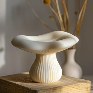 Jabonera con forma de hongo para baño, cocina, vestíbulo, soporte para jabón, neutro, con forma de hongo, inspirado en la naturaleza, impreso en 3D, ecológico