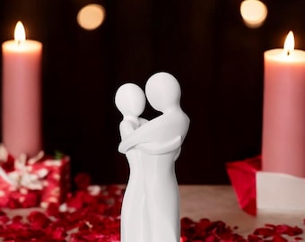 Abstract Couple Sculpture, Modern Art Figurine, Romantic Gift for Her, Minimalist Home Decor