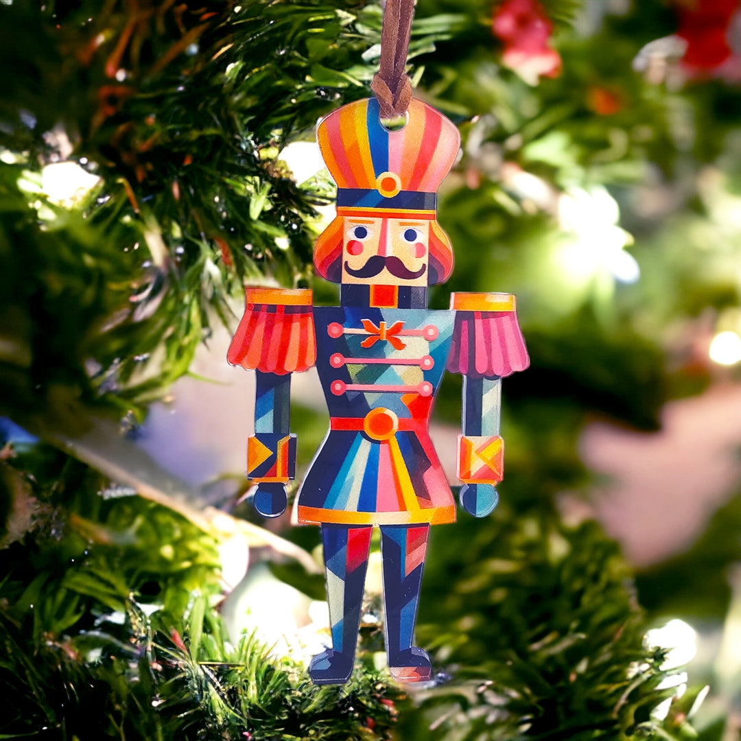 Nutcracker Abstract Holiday Tree Ornament, Christmas Tree Nutcracker