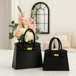 Mini Luxury Handbag Vase, French Purse Styled Vase, Famous Handbag Flower Holder, Home Decoration, Biodegradable, Eco-Friendly, Dupe Vase