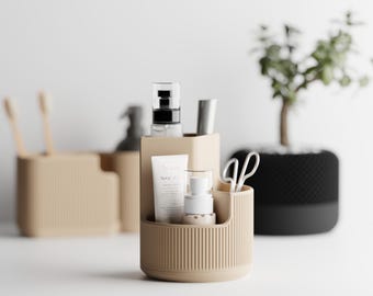 Round Ripple Organizer: 3D Printed Modern Desk & Vanity Caddy